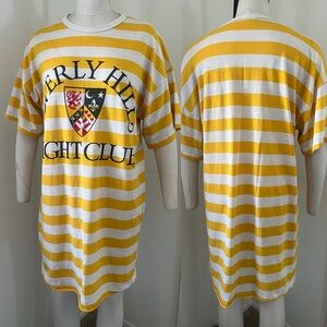Vintage Super Soft Yellow Stripe Beverly Hills Night Club T Shirt Dress Pajamas